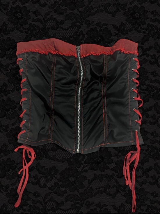 Tripp nyc Tops - Tripp nyc Black and Red Lace-Up Corset Top